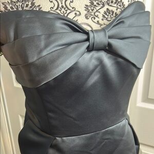 Badgley Mischka Strapless Charcoal Dress with Bow B0003 Smoke 16